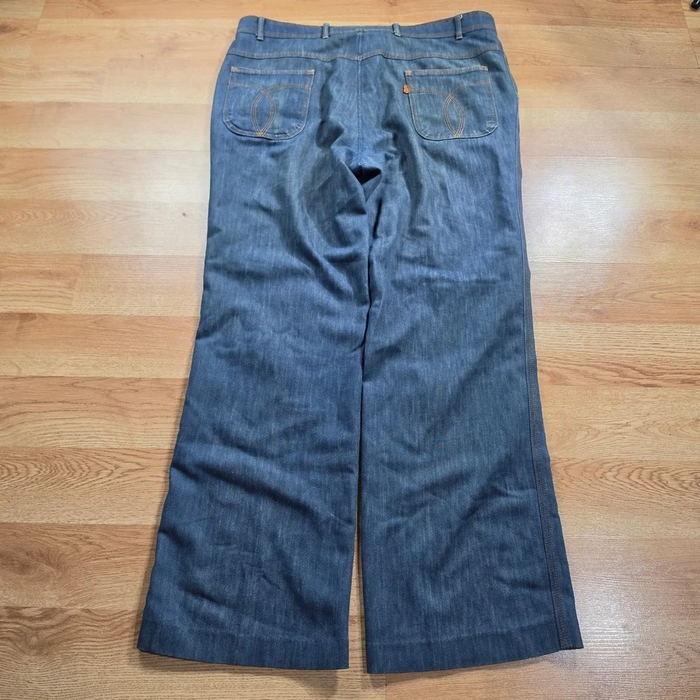 Vintage Levis Jeans Men 36x32 Blue Orange Tab Wide Leg Scovill Zip Pants 70s